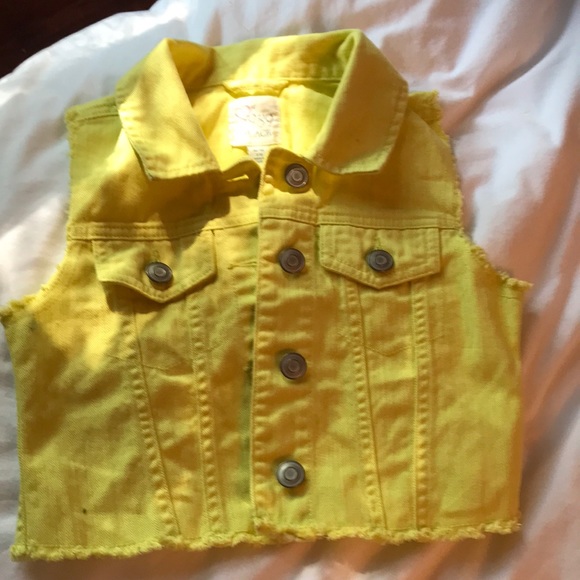 yellow denim vest